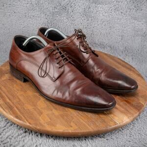 Hugo Boss Dress Shoes Made in Italy Brown Leather Oxford Sz 9